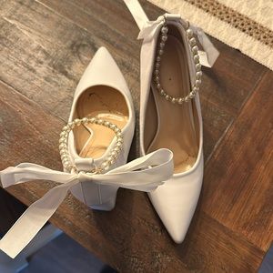 White wedding heels